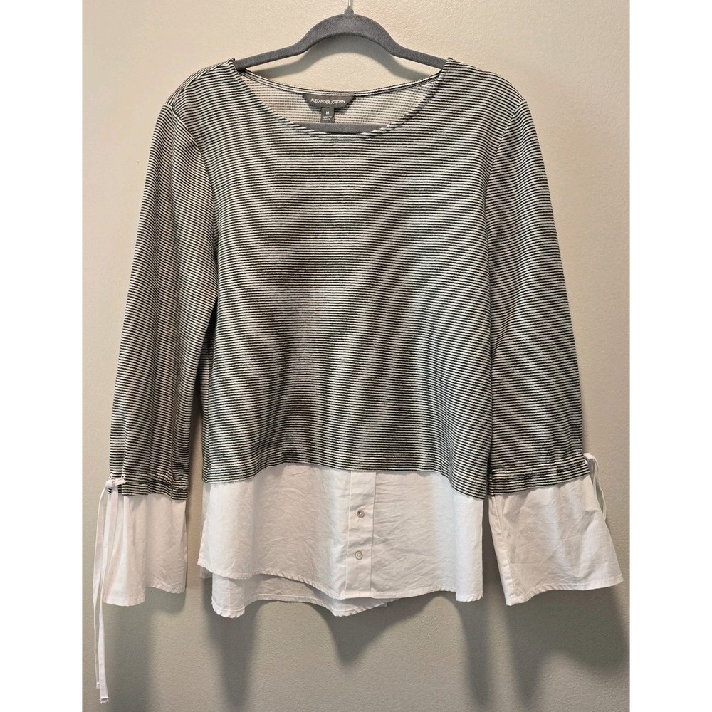 Alexander‎ Jordan Striped Long Sleeve Top Size M – Contrast White Hem & Cuffs